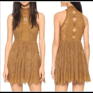 NWT Free People Golden Honey Lace Halter Dress